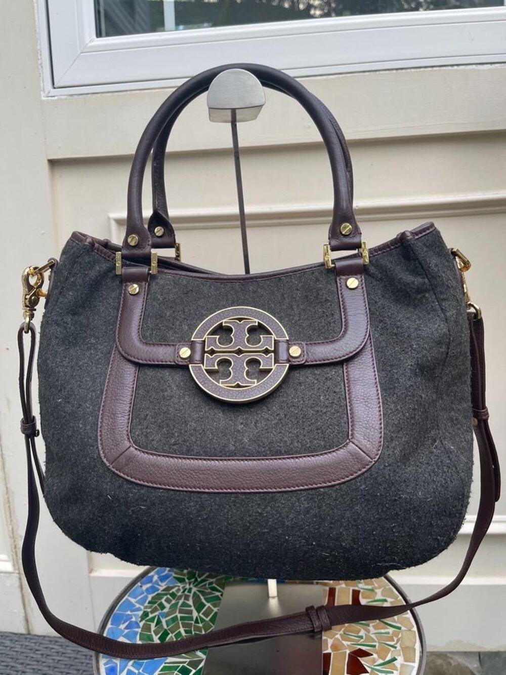 Tory Burch AMANDA WOOL LEATHER Bag purse ([u300